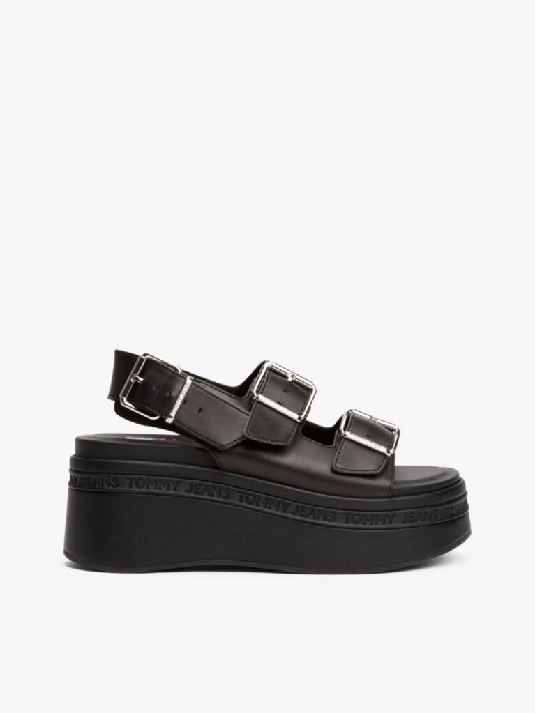 Black Leather Platform Sandals  Women