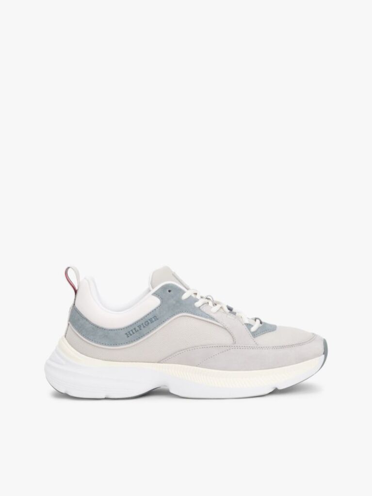 Grey Contrast Texture Modern Runner Trainers  Men