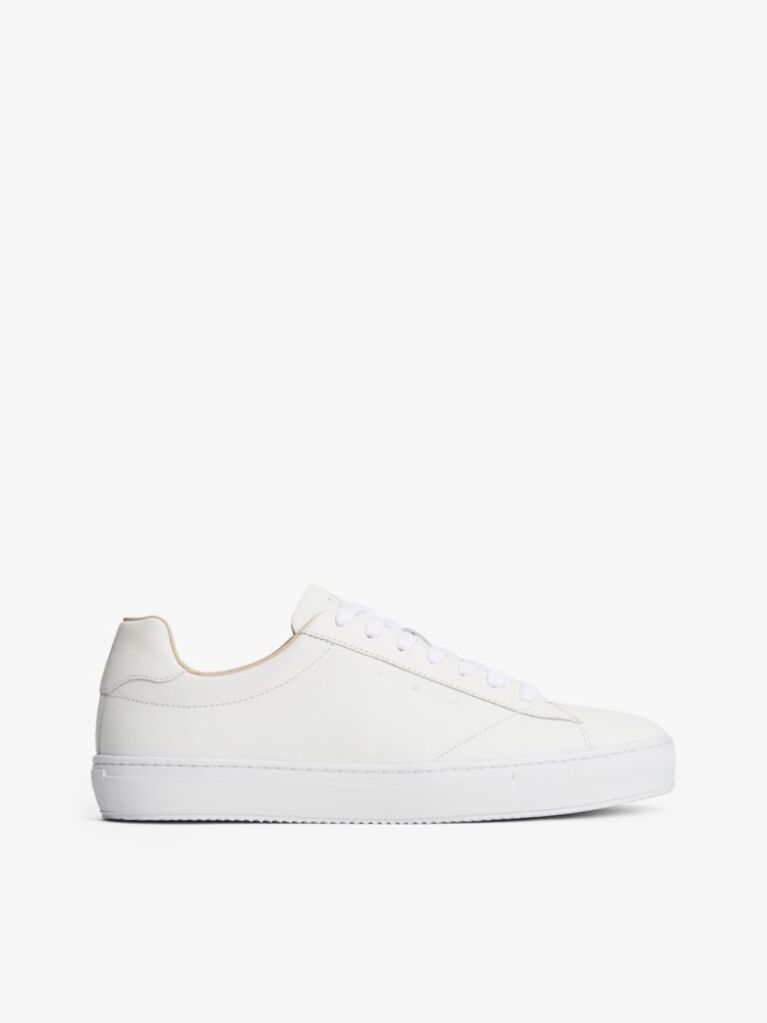 White Leather Cupsole Trainers  Men