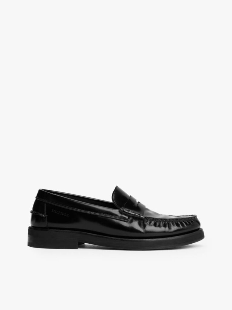 Negru Loaferi Din Piele Cu Logo Embosat  Barbati