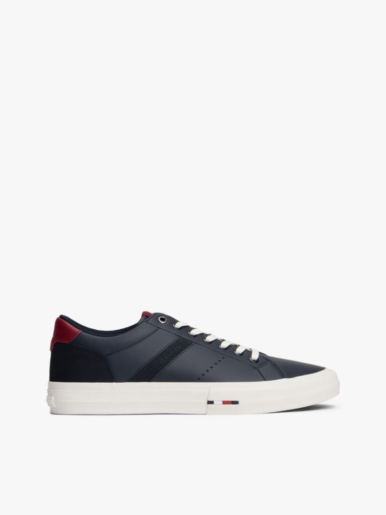 Blue Sneakers Din Piele Cu Texturi Mixte  Barbati