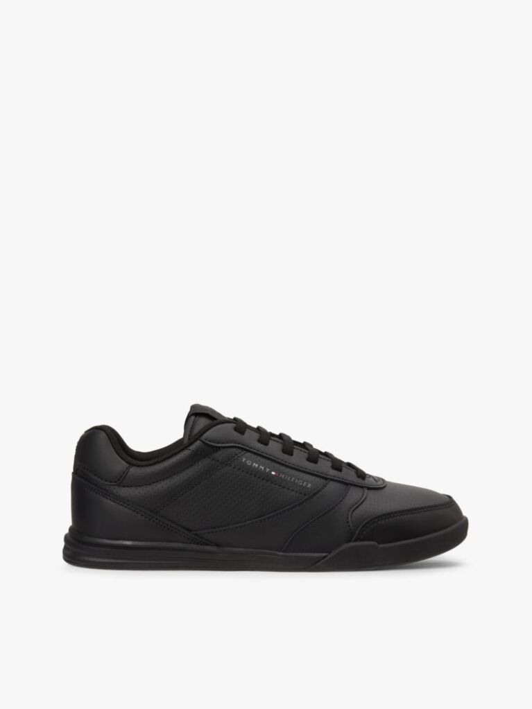 Black Contrast Heel Trainers With Leather  Men