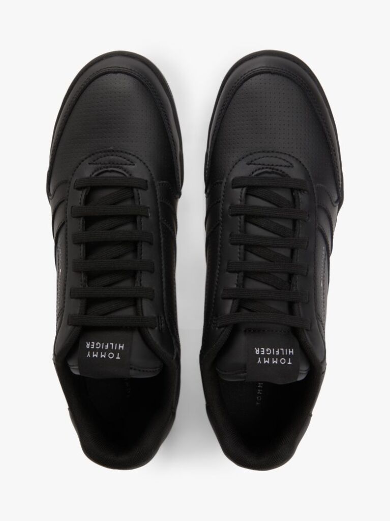 Black Contrast Heel Trainers With Leather  Men