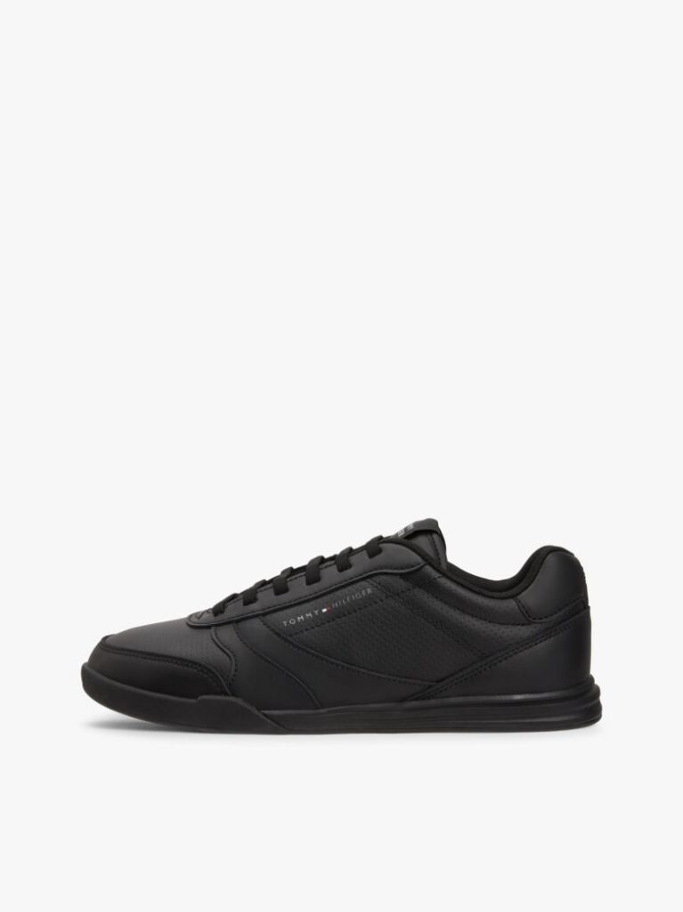 Black Contrast Heel Trainers With Leather  Men