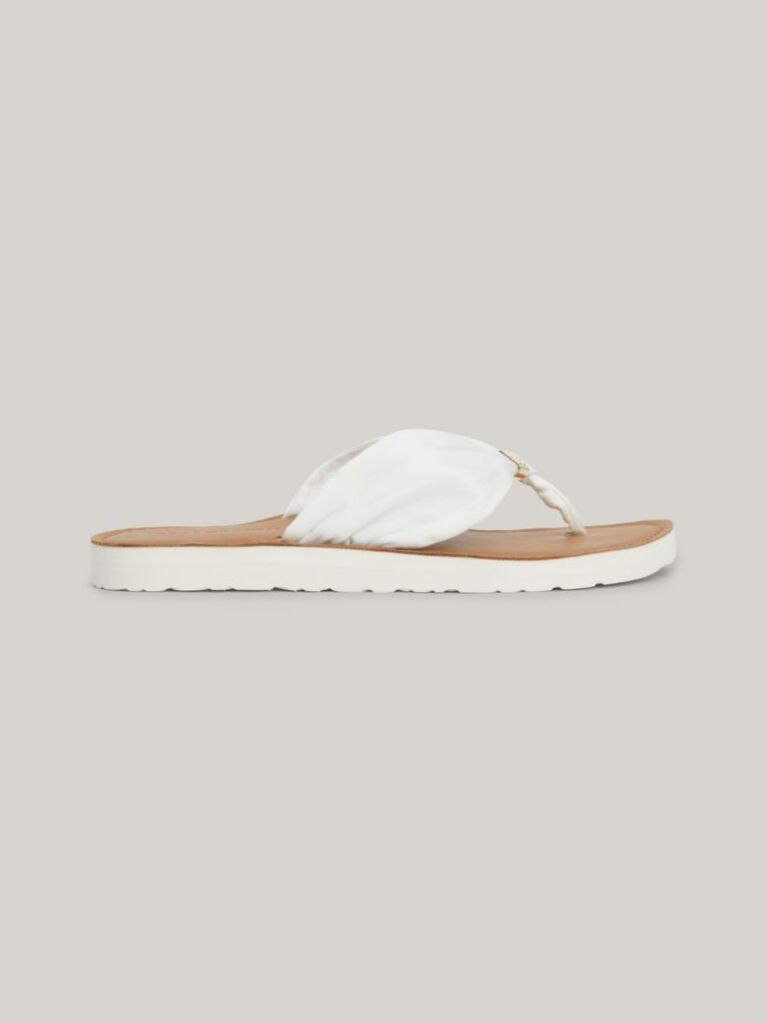 Alb Flip-Flops Cu Placa Monogram Elevated  Femei