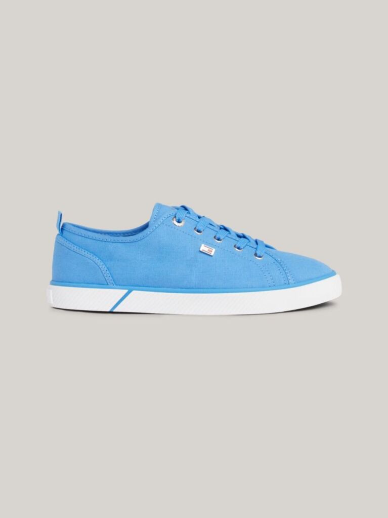 Blue Pantofi Sport Din Panza Cu Decorata Cu Emblema   Femei
