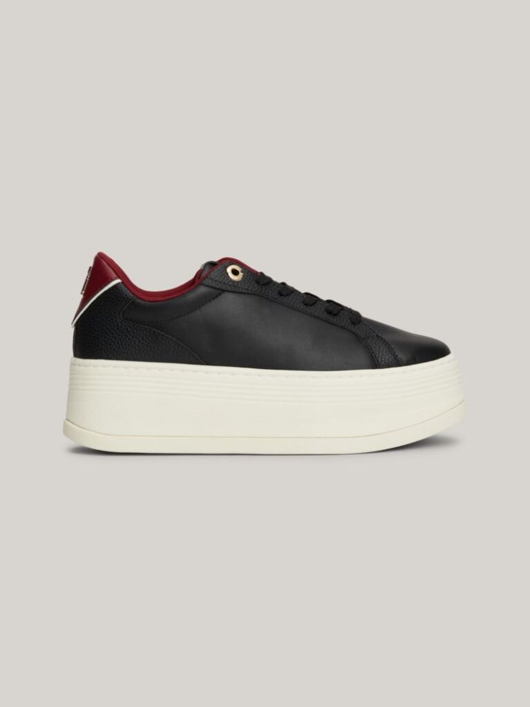 Black TH Monogram Leather Platform Trainers  Women