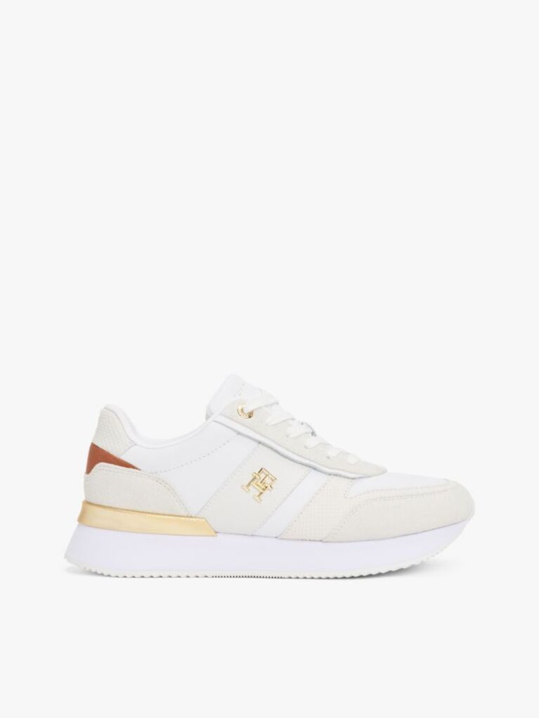 Bej Pantofi Sport Din Piele Cu Panouri Texturate Si Detalii Metalice  Femei