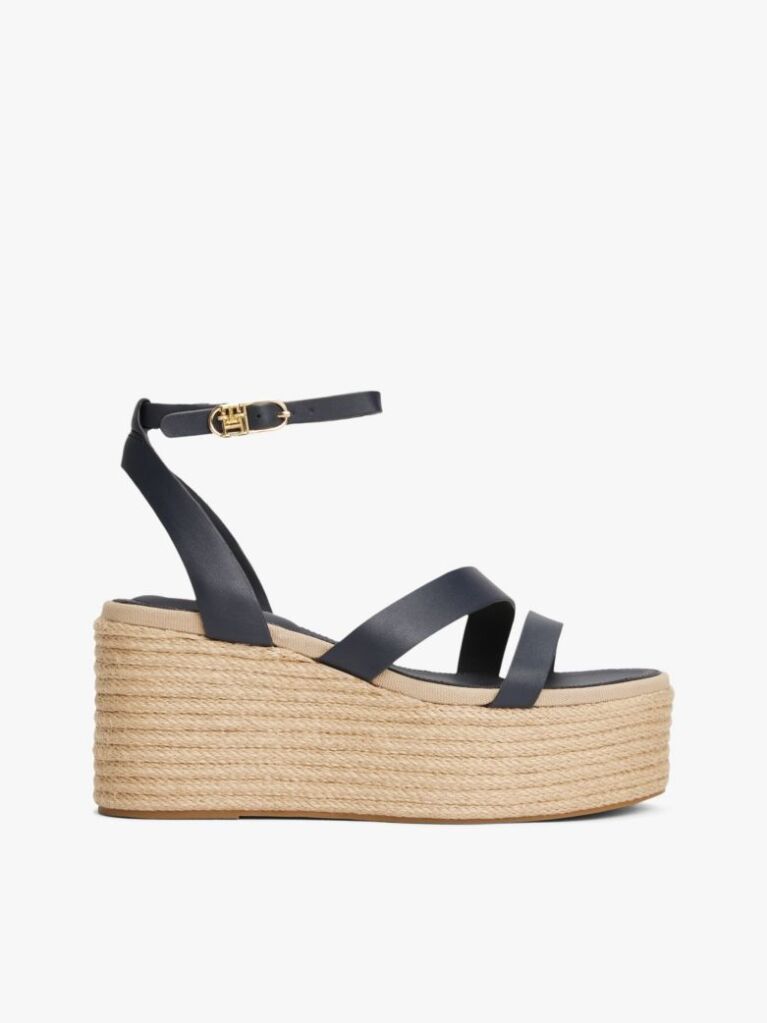 Blue Espadrile Cu Platforma Din Piele  Femei