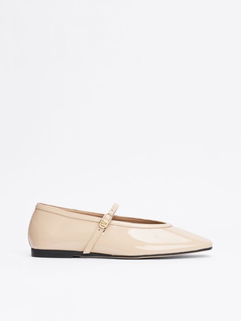 Beige Patent Leather Mary Jane Ballerinas  Women