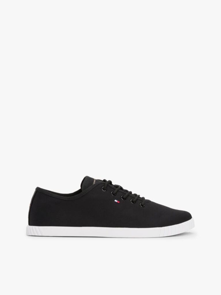 Black Canvas Flag Embroidery Trainers  Women