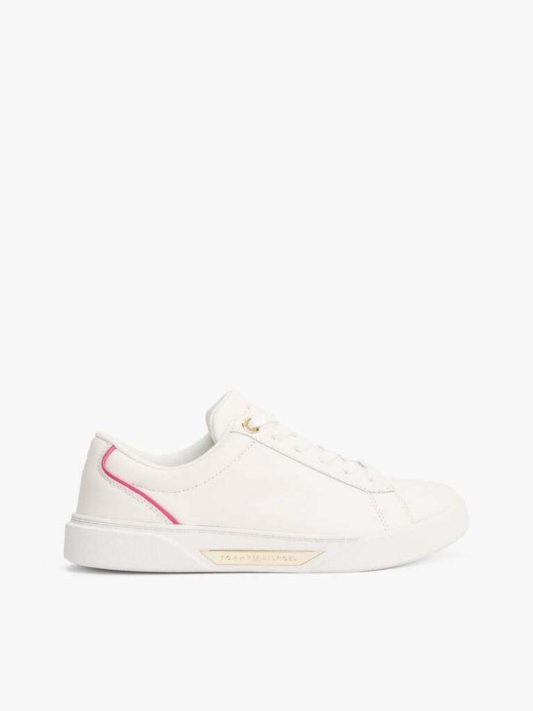 White Leather Court Trainers  Women
