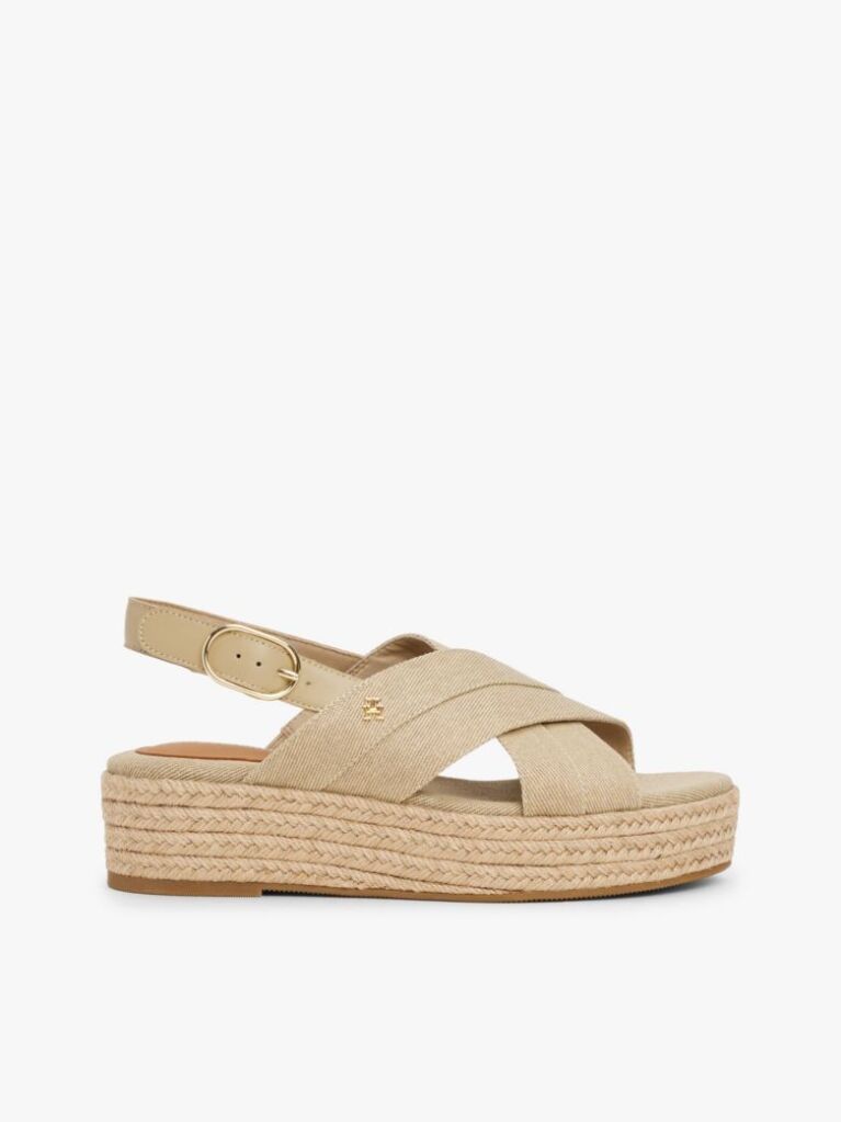 Bej Espadrile Cu Platforma Din Denim  Femei