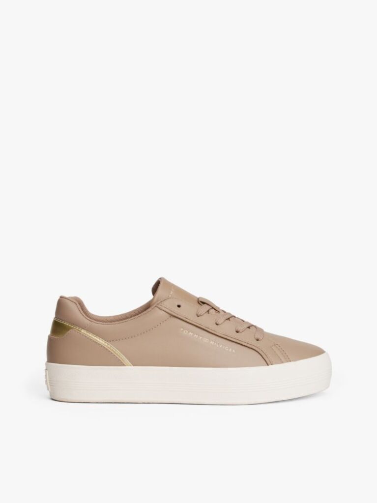 Bej Sneakers Din Piele Cu Talpa Groasa  Femei