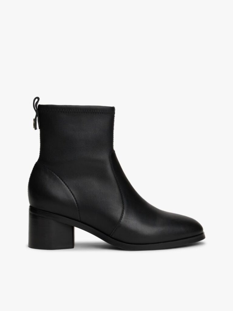 Black Leather TH Monogram Plaque Ankle Boots  Women