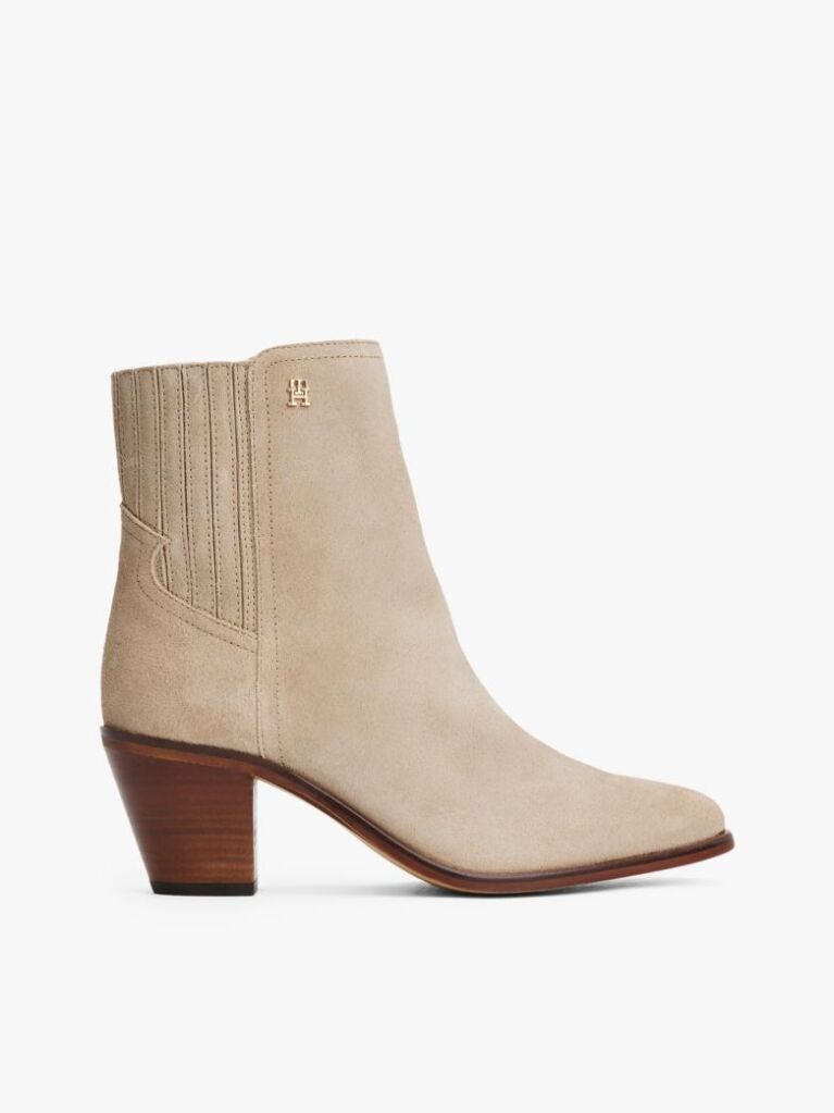 Beige Western Mid Heel Suede Chelsea  Women