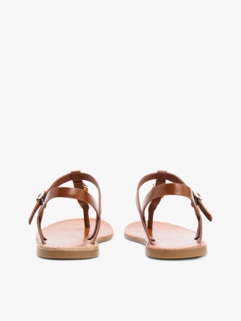 Brown Leather TH Monogram Strap Sandals  Women
