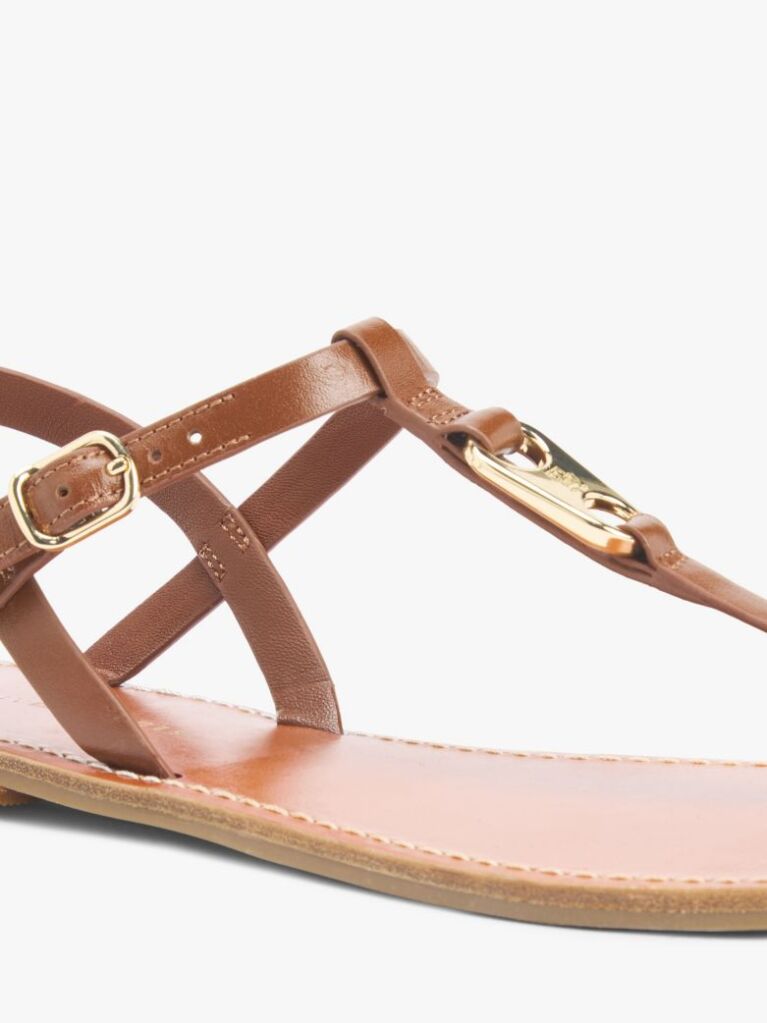 Brown Leather TH Monogram Strap Sandals  Women