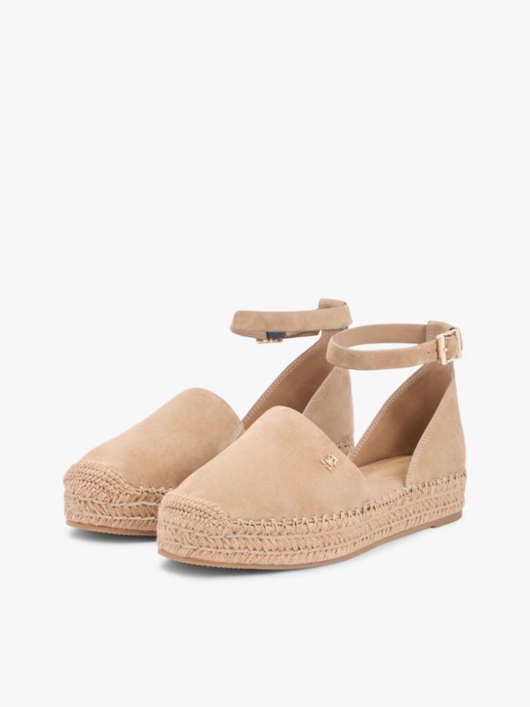 Brown Suede Ankle Strap Platform Espadrilles  Women