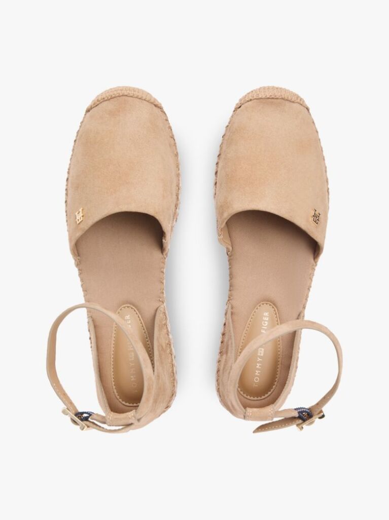 Brown Suede Ankle Strap Platform Espadrilles  Women