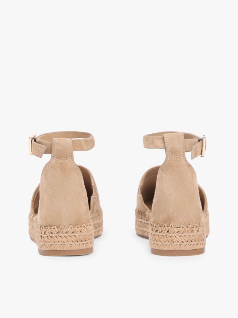 Brown Suede Ankle Strap Platform Espadrilles  Women