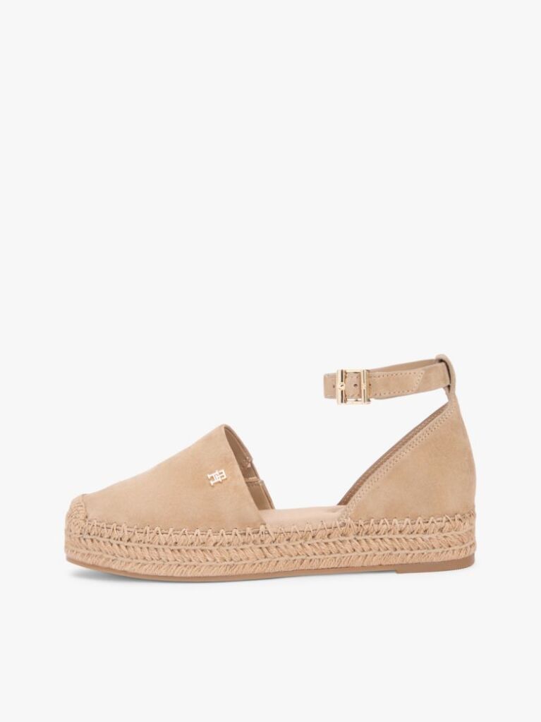 Brown Suede Ankle Strap Platform Espadrilles  Women
