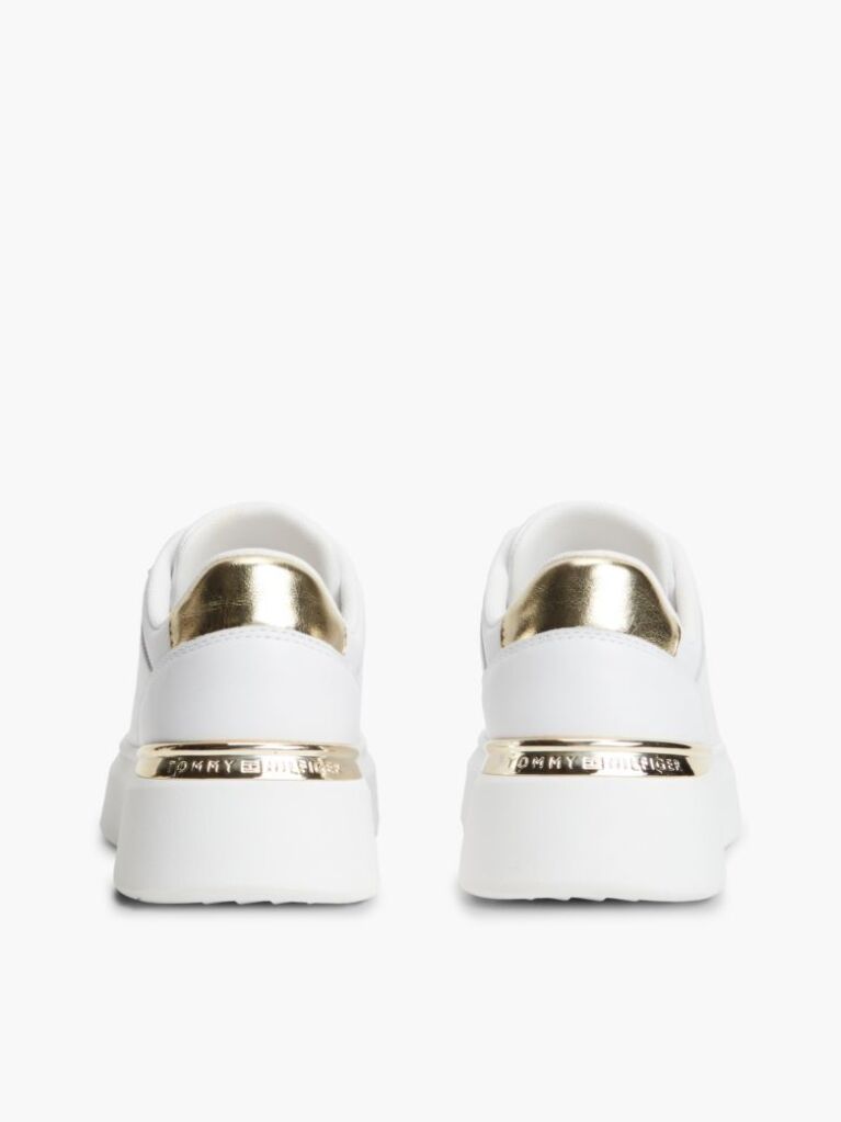 White TH Monogram Leather Platform Trainers  Women