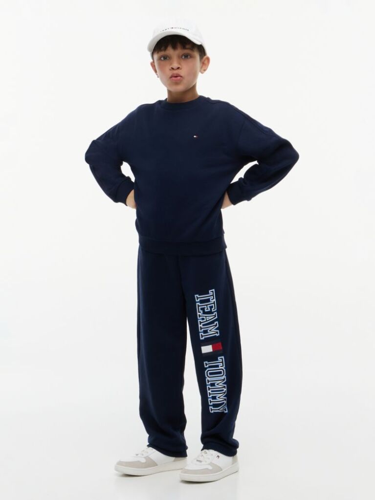 Blue Pantaloni Joggers Cu Picior Larg Si Mansete  Baieti