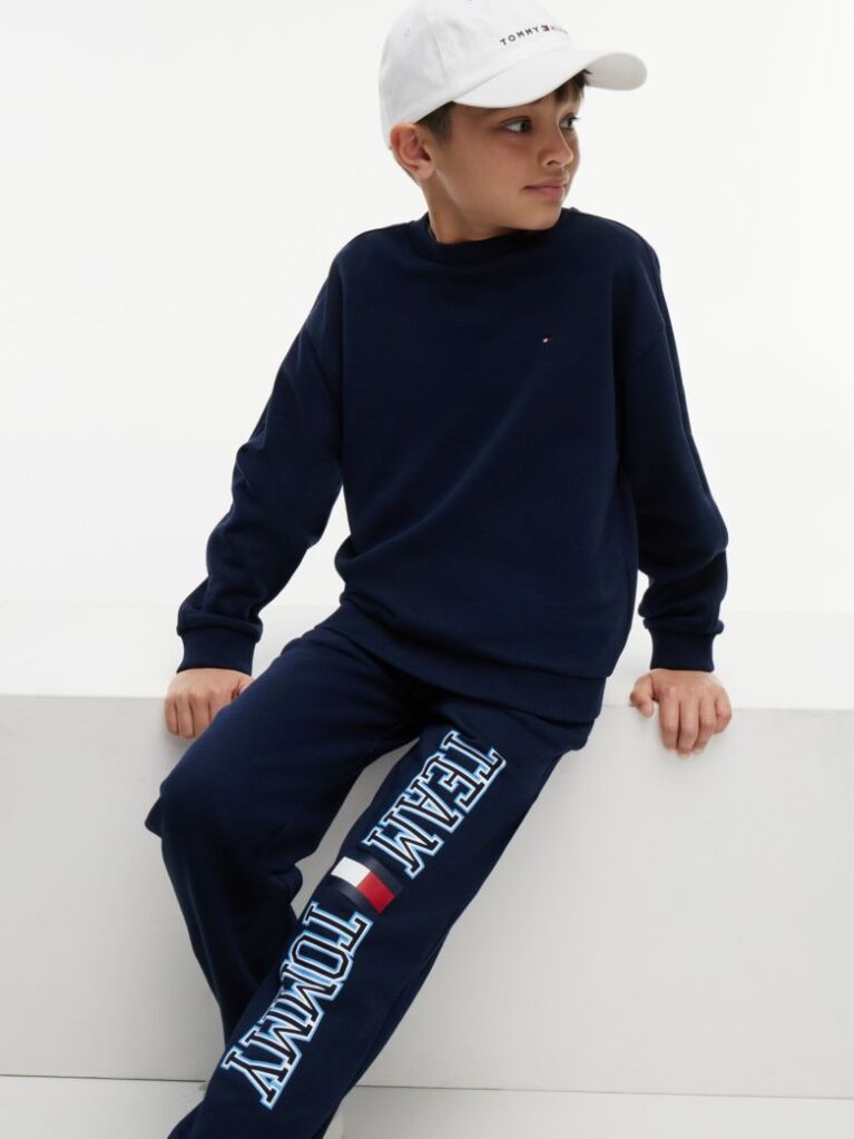 Blue Pantaloni Joggers Cu Picior Larg Si Mansete  Baieti