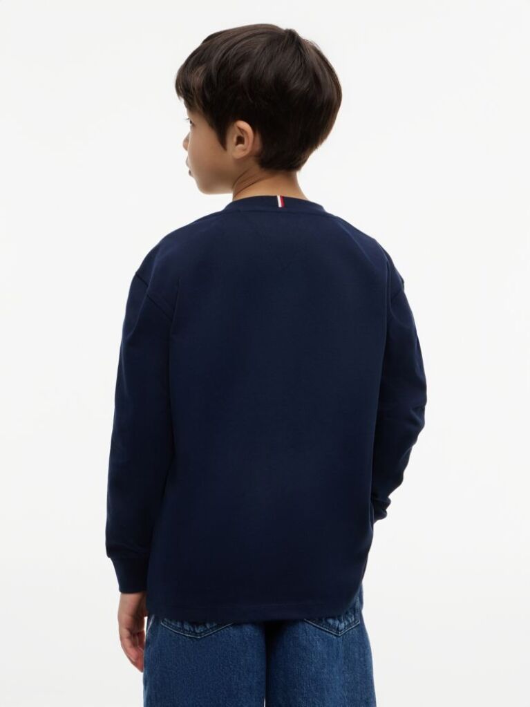 Blue T-Shirt Cu Maneca Lunga Si Logo  Baieti