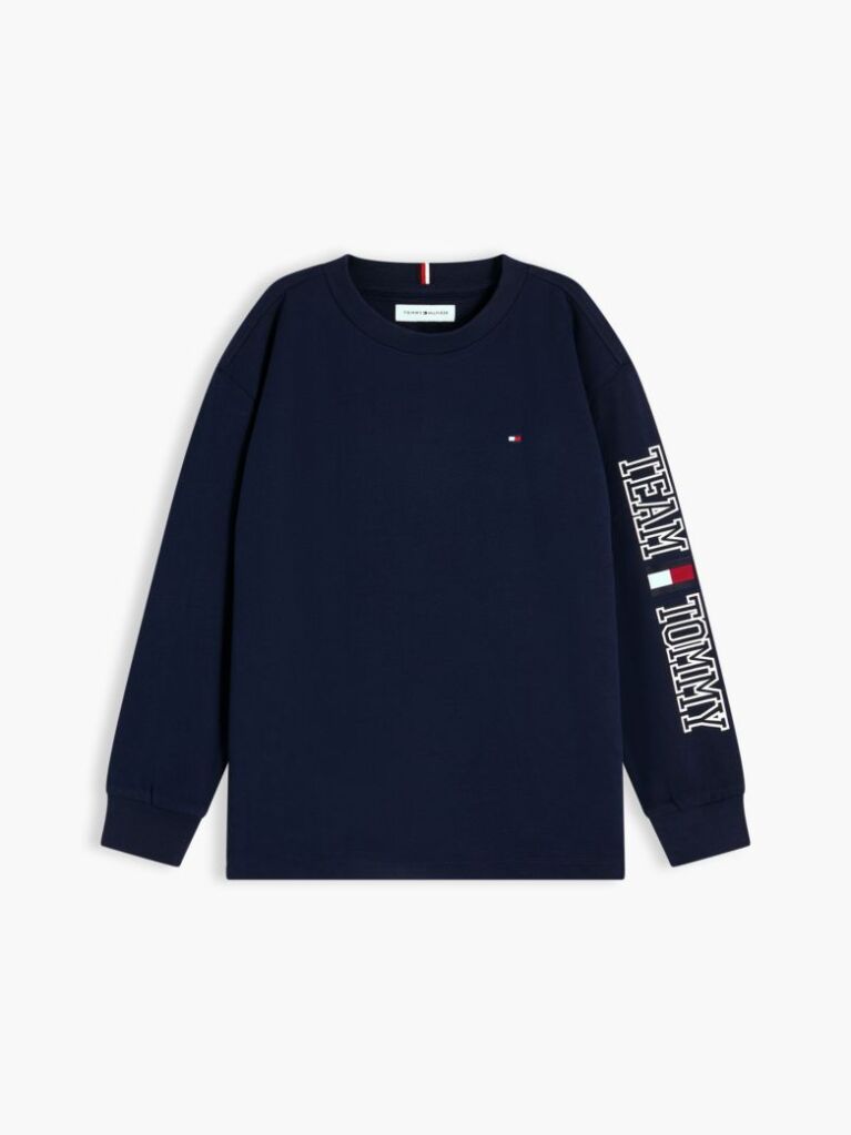 Blue T-Shirt Cu Maneca Lunga Si Logo  Baieti