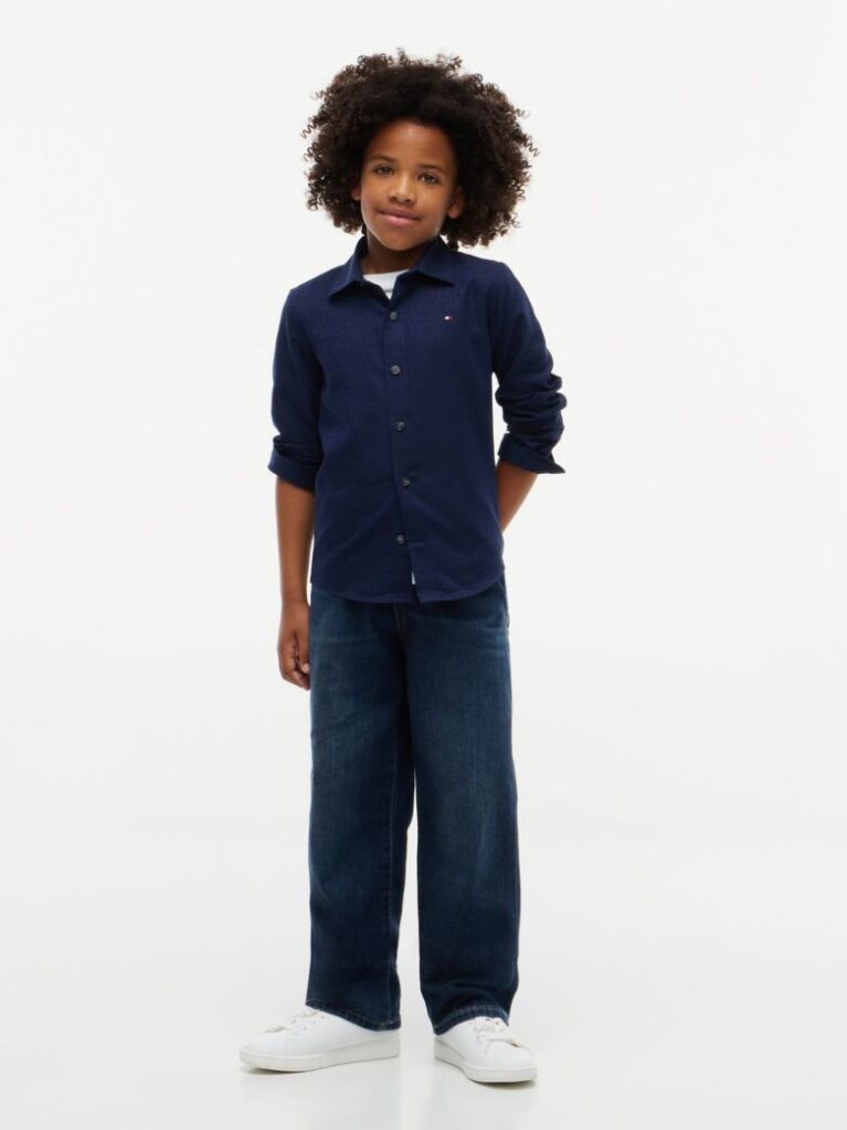 Blue Camasa Jacquard Cu Croiala Regular  Baieti