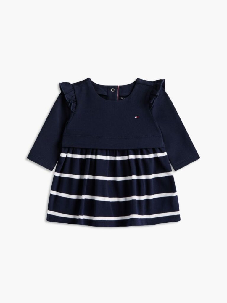 Blue Essential Frill Long Sleeve Dress  Newborn