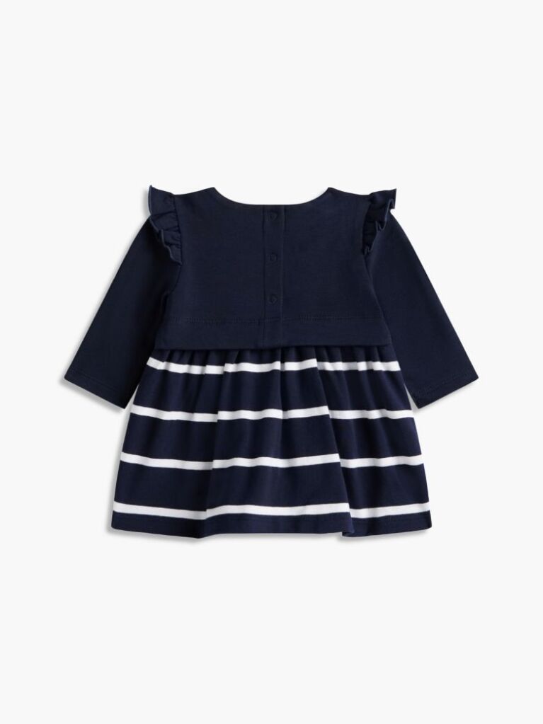 Blue Essential Frill Long Sleeve Dress  Newborn