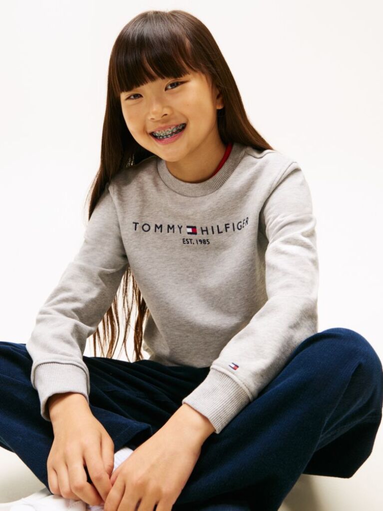 Grey Hanorac cu logo esențial  Kids Unisex