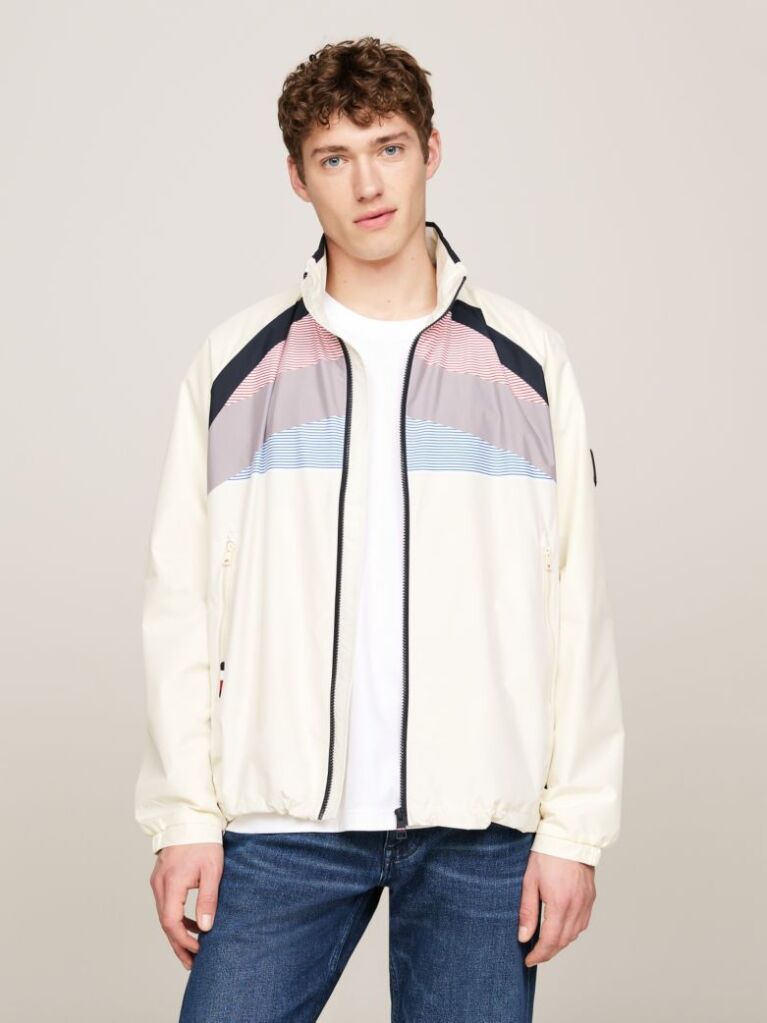White Water Resistant Colour-Blocked Regular Portland Jacket  Men