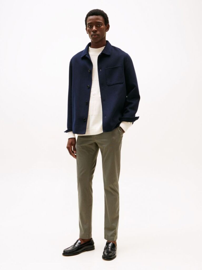 Gri Pantaloni Chinos Slim Cu Broderie Steag  Barbati