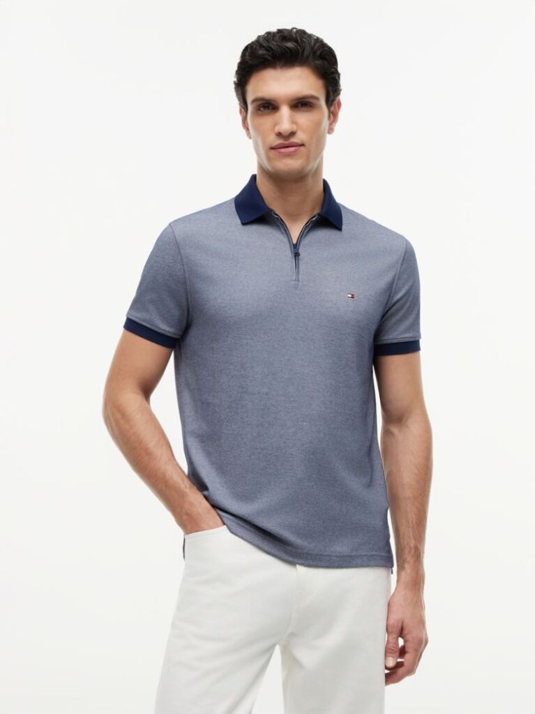 Multi Performance Polo Oxford Cu Croiala Regular Si Fermoar Quarter-Zip  Barbati