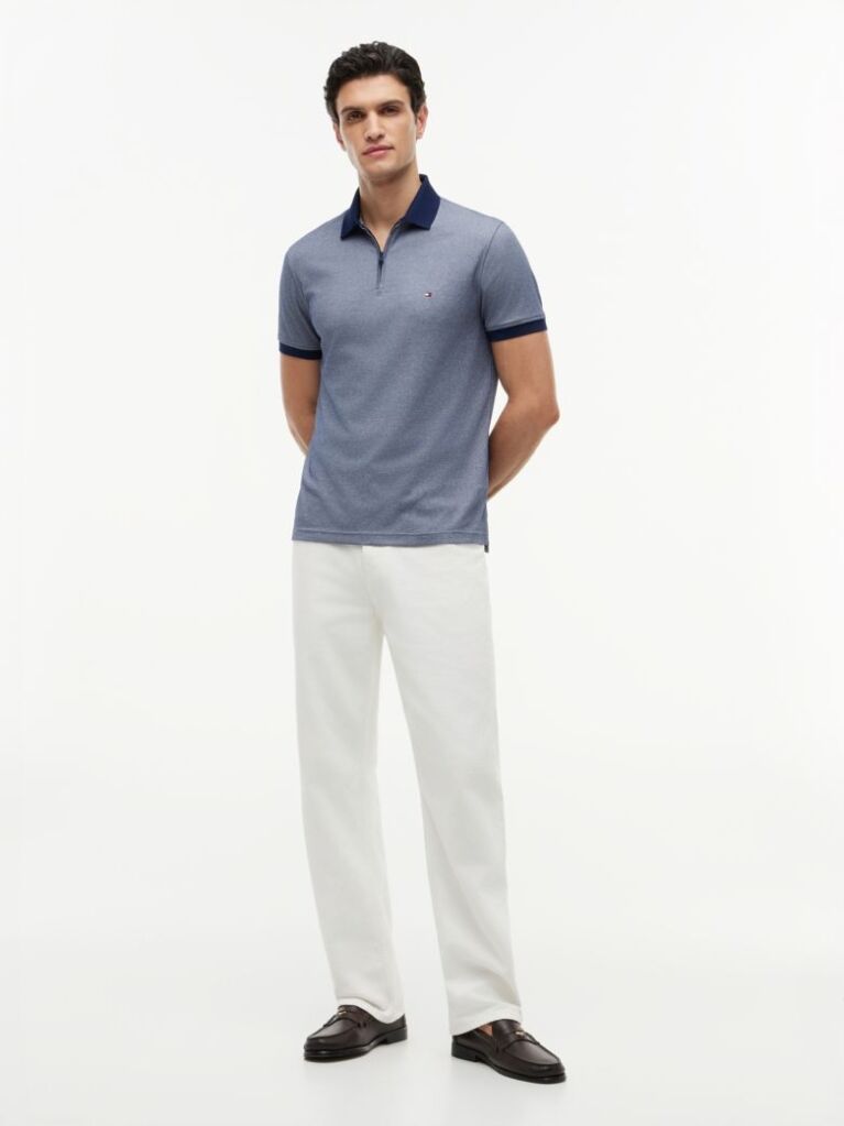Multi Performance Polo Oxford Cu Croiala Regular Si Fermoar Quarter-Zip  Barbati