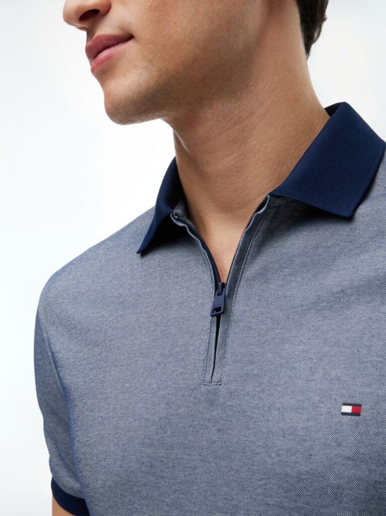 Multi Performance Polo Oxford Cu Croiala Regular Si Fermoar Quarter-Zip  Barbati
