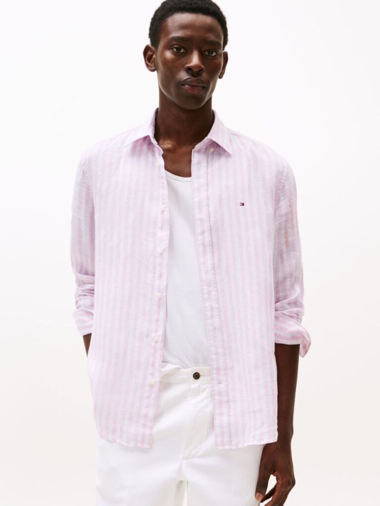 Multi Regular Fit Stripe Linen Shirt  Men