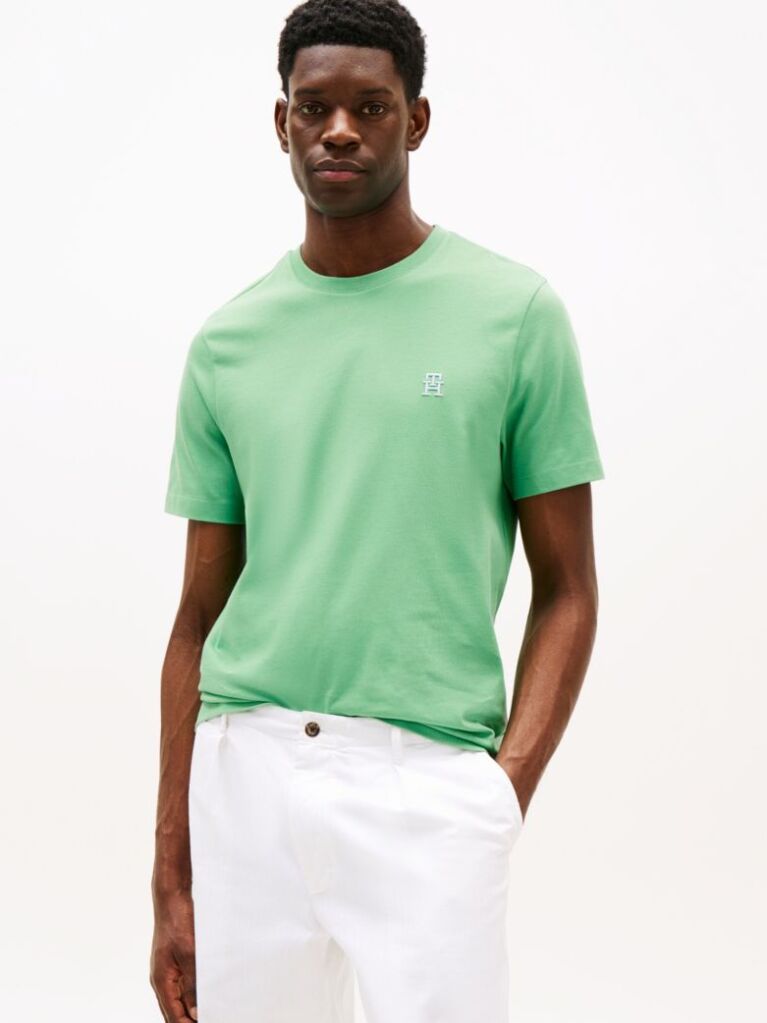 Verde Tricou Cu Broderie Th Monogram Contrastanta  Barbati