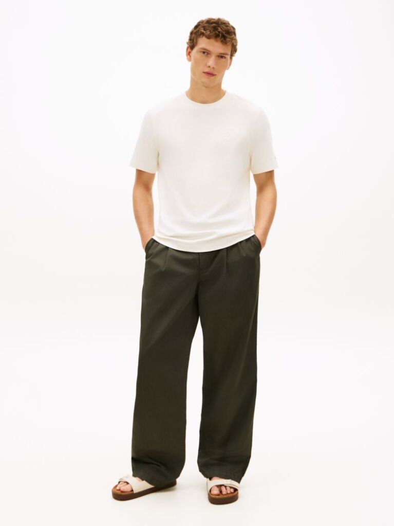 Beige Tonal Logo Embroidery Crew Neck T-Shirt  Men