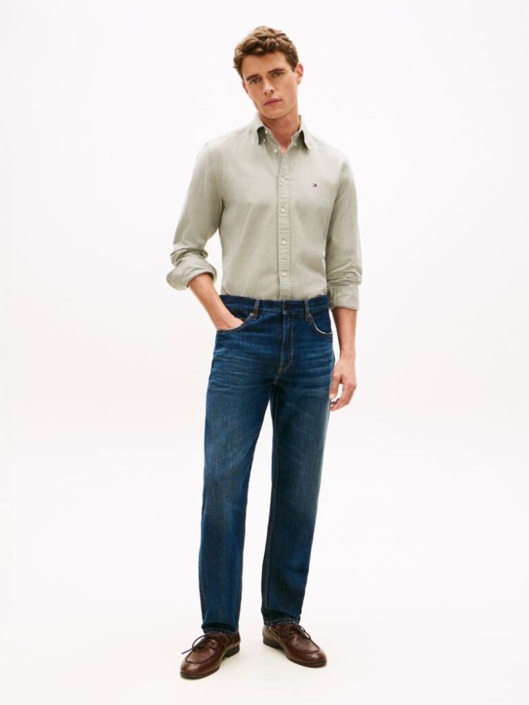 Verde Camasa Dobby TH Flex Cu Croiala Regular  Barbati