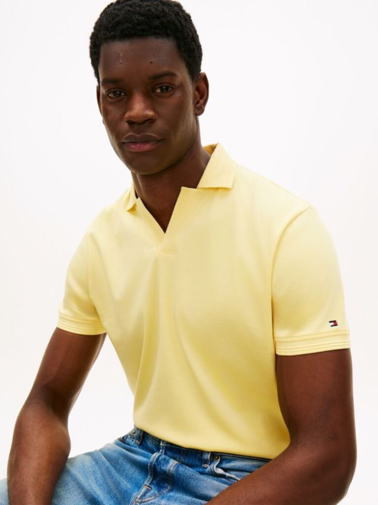 Galben Tricou Polo Din Tricot Interlock Cu Croiala Regular  Barbati