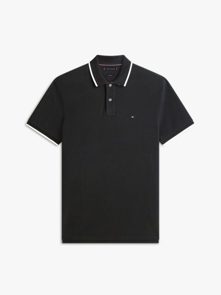 Negru Tricou Polo Pique Cu Croiala Regular  Barbati