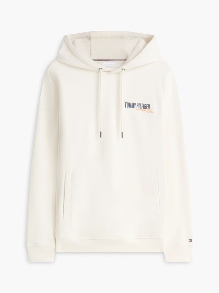 Beige Back Graphic Twill Terry Hoody  Men