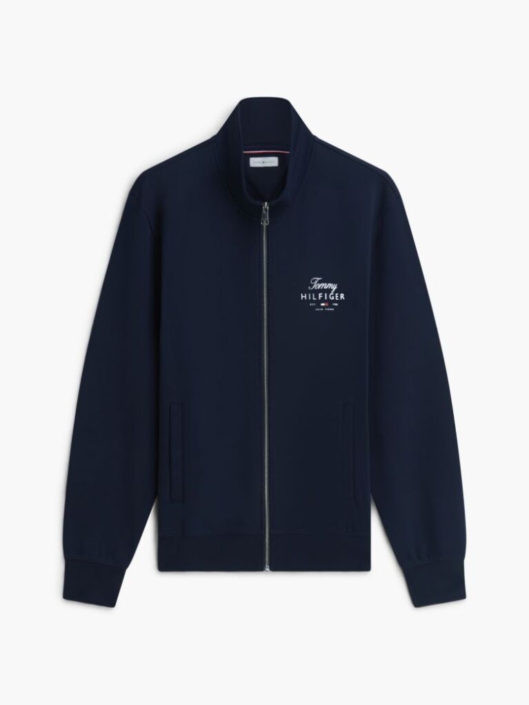 Blue Logo Mock Neck Zip-Thru Sweatshirt  Men