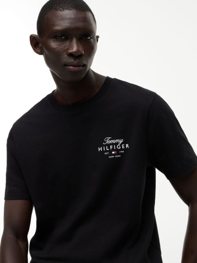 Black Logo Jersey Crew Neck T-Shirt  Men