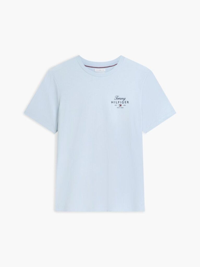 Blue Tricou Cu Guler Rotund Si Logo  Barbati